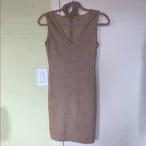 LF ALOT keyhole choker suede dress